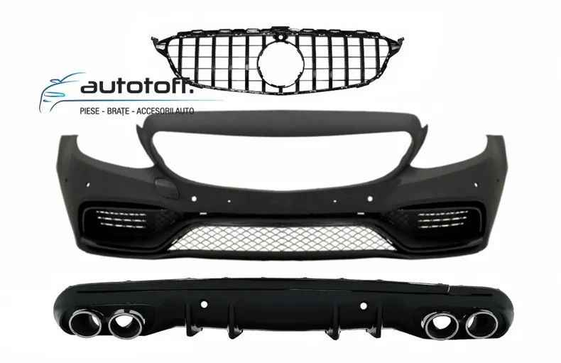 Bara fata cu Grila Centrala si Difuzor bara spate Mercedes C-Class W205 S205 (14-18) C63 Design