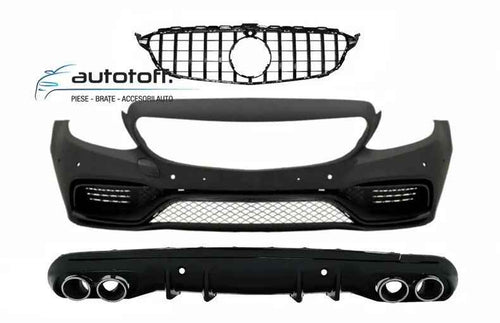Bara fata cu Grila Centrala si Difuzor bara spate Mercedes C-Class W205 S205 (14-18) C63 Design