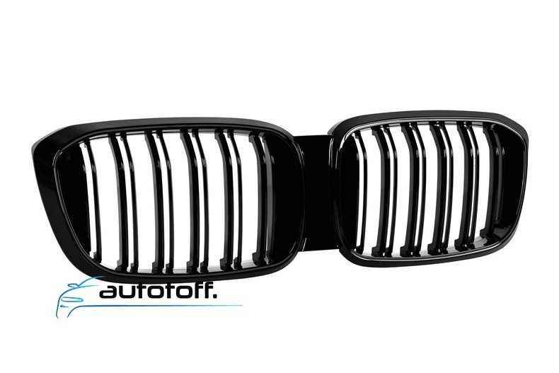 Grila dubla iluminata compatibila cu BMW X3 G01 (18-22) LCI Black Design cu LED