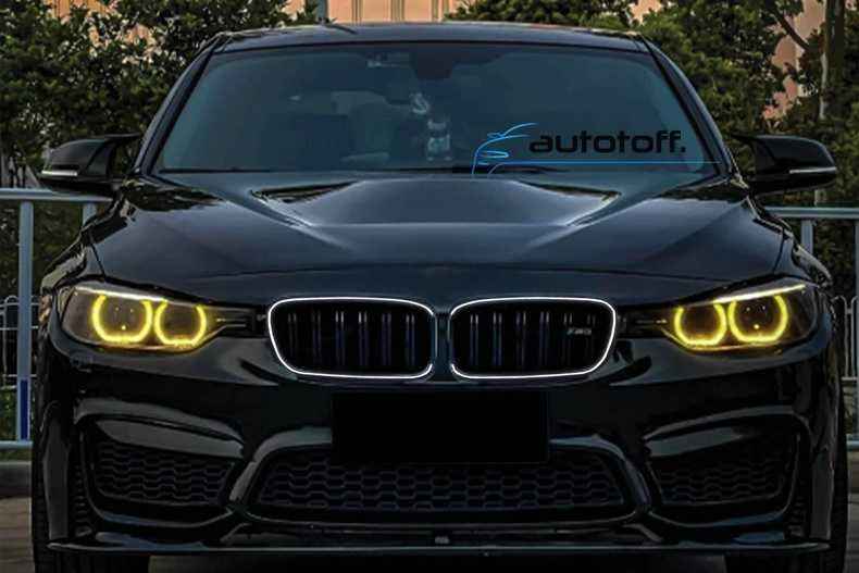 Grile duble iluminate compatibile cu BMW Seria 3 F30 F31 (11-19) Negru lucios cu LED