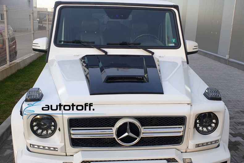Ornament capota Mercedes W463 compatibila cu G-Class W463 (1989-2017) Negru lucios