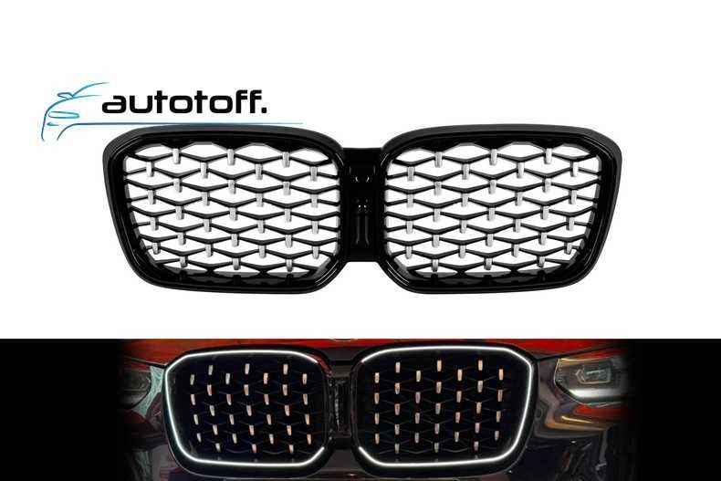 Grila compatibila cu BMW X3 G01 LCI X4 G02 LCI (22-24) Negru lucios si silver cu LED