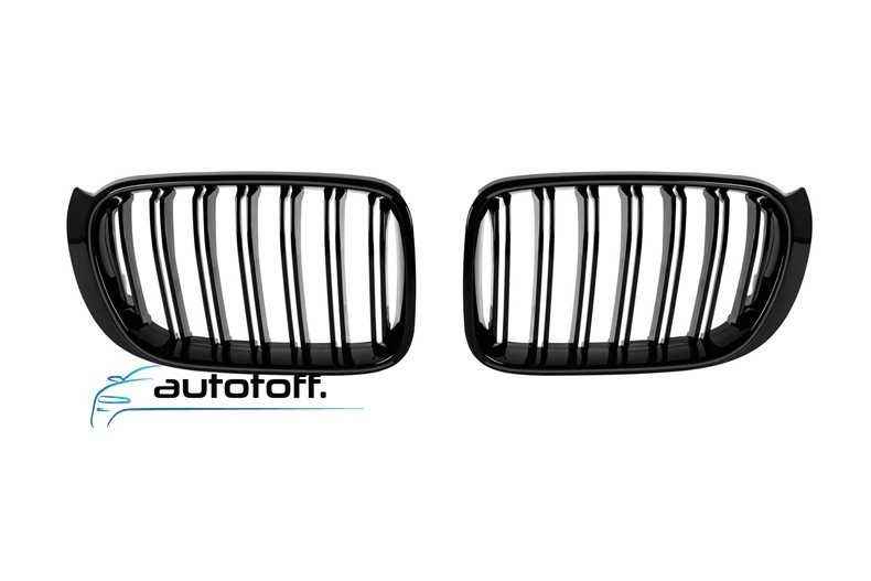Grile duble iluminate compatibile cu BMW X3 F25 Facelift (14-17) Negru lucios cu LED