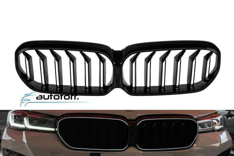 Grila dubla iluminata compatibila cu BMW G30 G31 Facelift (20-23) Negru lucios cu LED