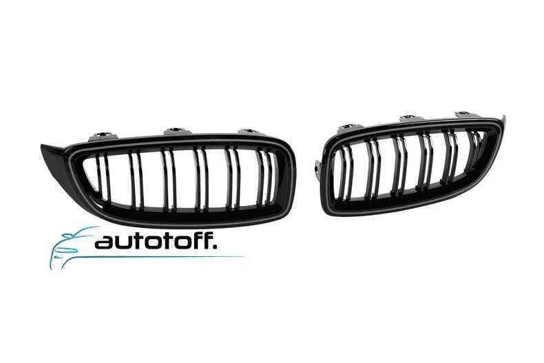 Grile duble iluminate compatibile cu BMW Seria 4 F32 F33 F36 (13-20) Negru lucios cu LED