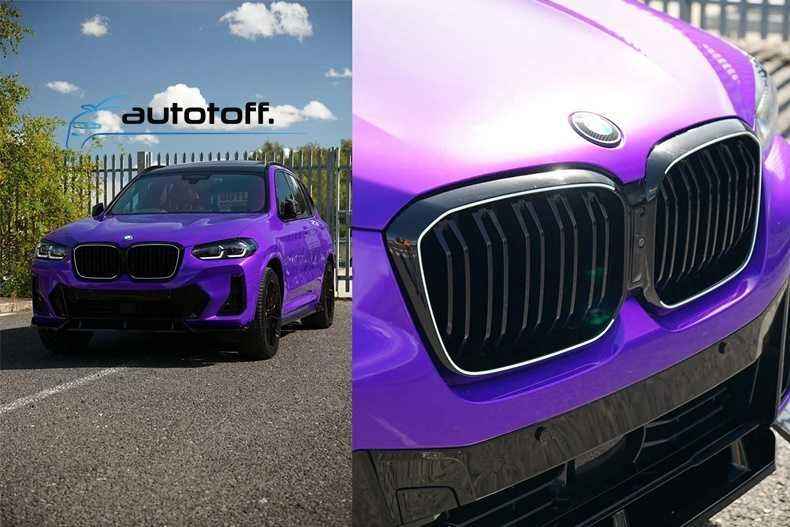 Grila dubla compatibila cu BMW X3 G01 X4 G02 Facelift (22-24) Negru lucios cu LED