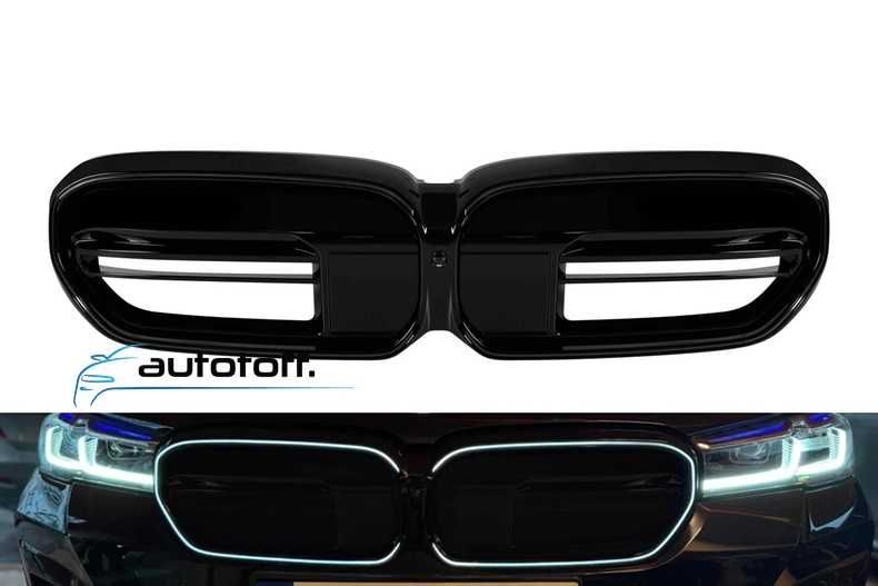 Grila iluminata compatibila cu BMW G30 G31 Facelift (20-23) Negru lucios cu LED