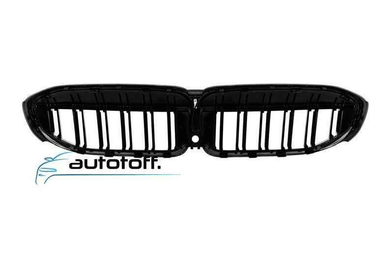 Grila dubla iluminata compatibila cu BMW Seria 3 G20 G21 (19-22) Negru lucios cu LED