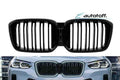 Grila dubla compatibila cu BMW X3 G01 X4 G02 Facelift (22-24) Negru lucios cu LED