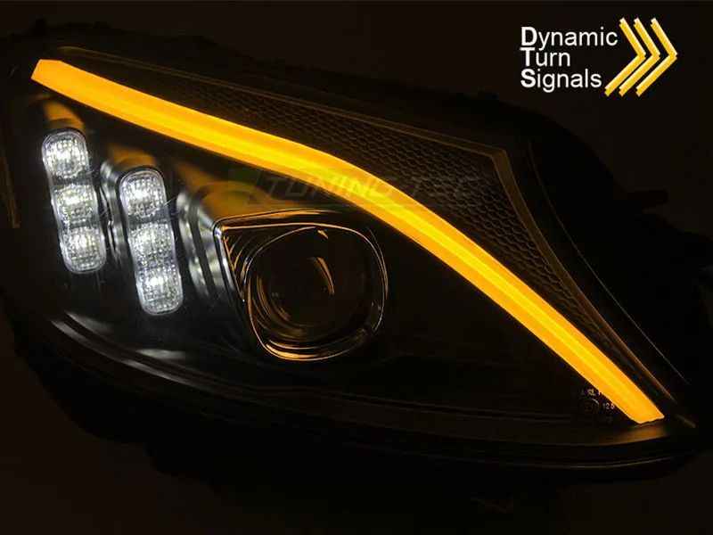 Faruri LED compatibile cu Mercedes C-Class W205 S205 A205 C205 (2014-2018) Negre Semneal Dinamic Se