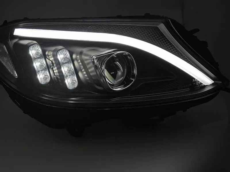 Faruri LED compatibile cu Mercedes C-Class W205 S205 A205 C205 (2014-2018) Negre Semneal Dinamic Se